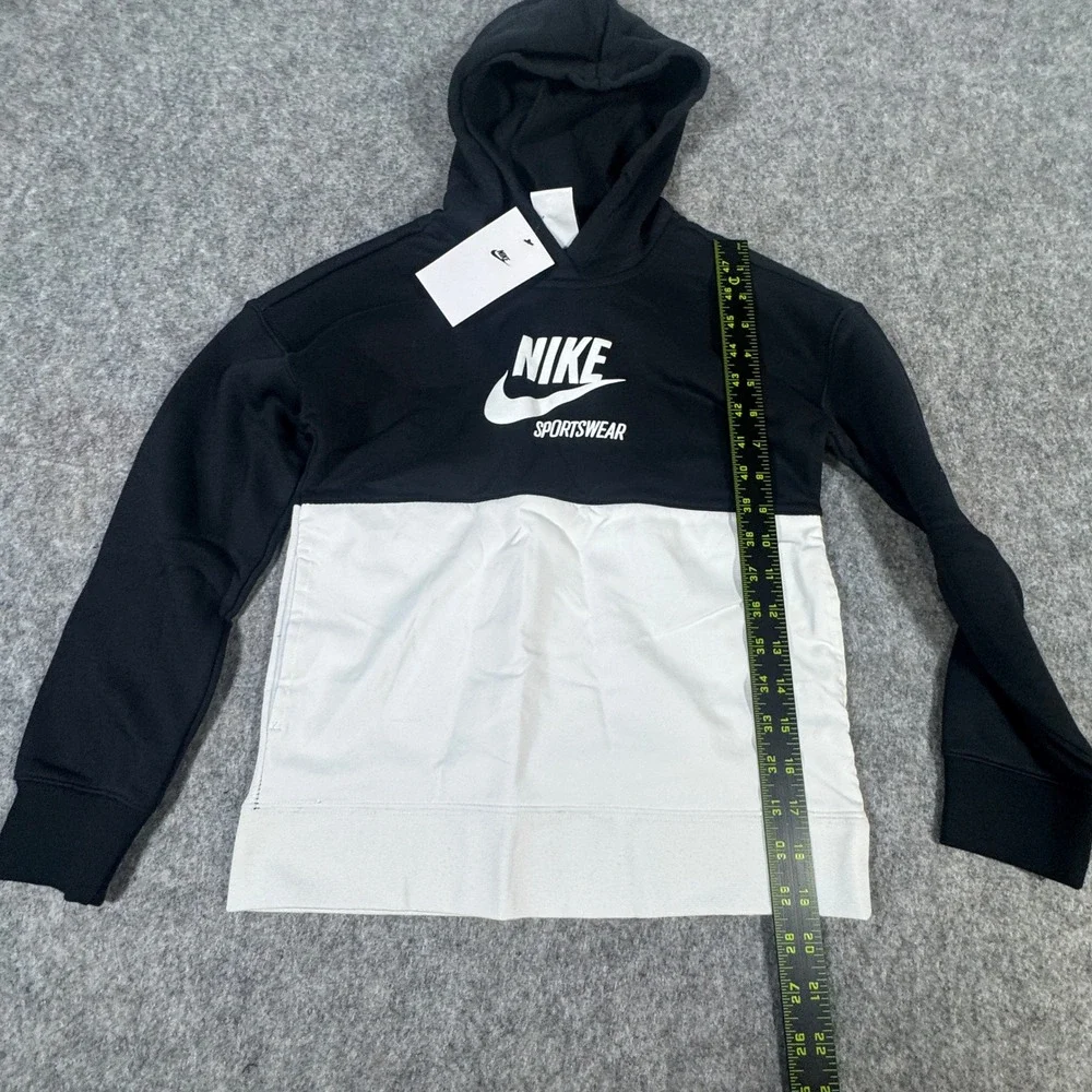 Nike Sportswear Girls Colorblock Hoodie Black White DD7360-010 Small NWT